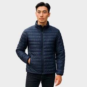 Swiss Cross Puffer Jacket Mens XL Navy Packable Mock Neck Full Zip Coat Gorpcore